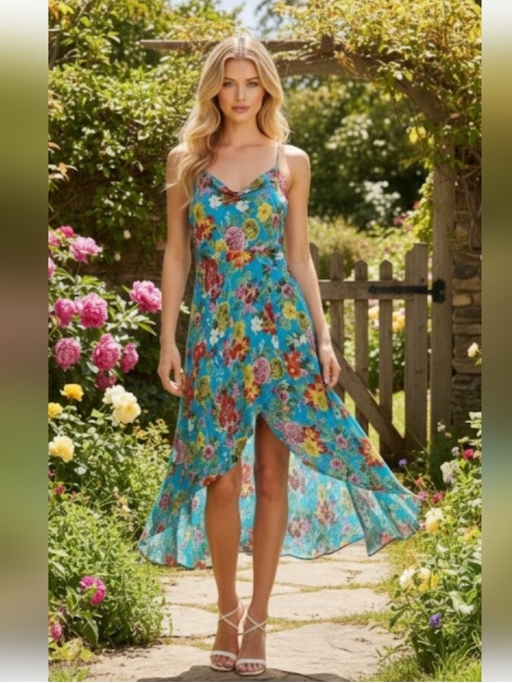 Alice + Olivia Christina Floral Printed Hi Lo Dress